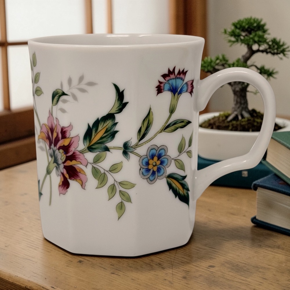 Vtg Andrea by Sadek Chintz Floral Octagonal Coffee Mug - Porcelain - Japan